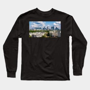 Warsaw city center aerial landscape Long Sleeve T-Shirt